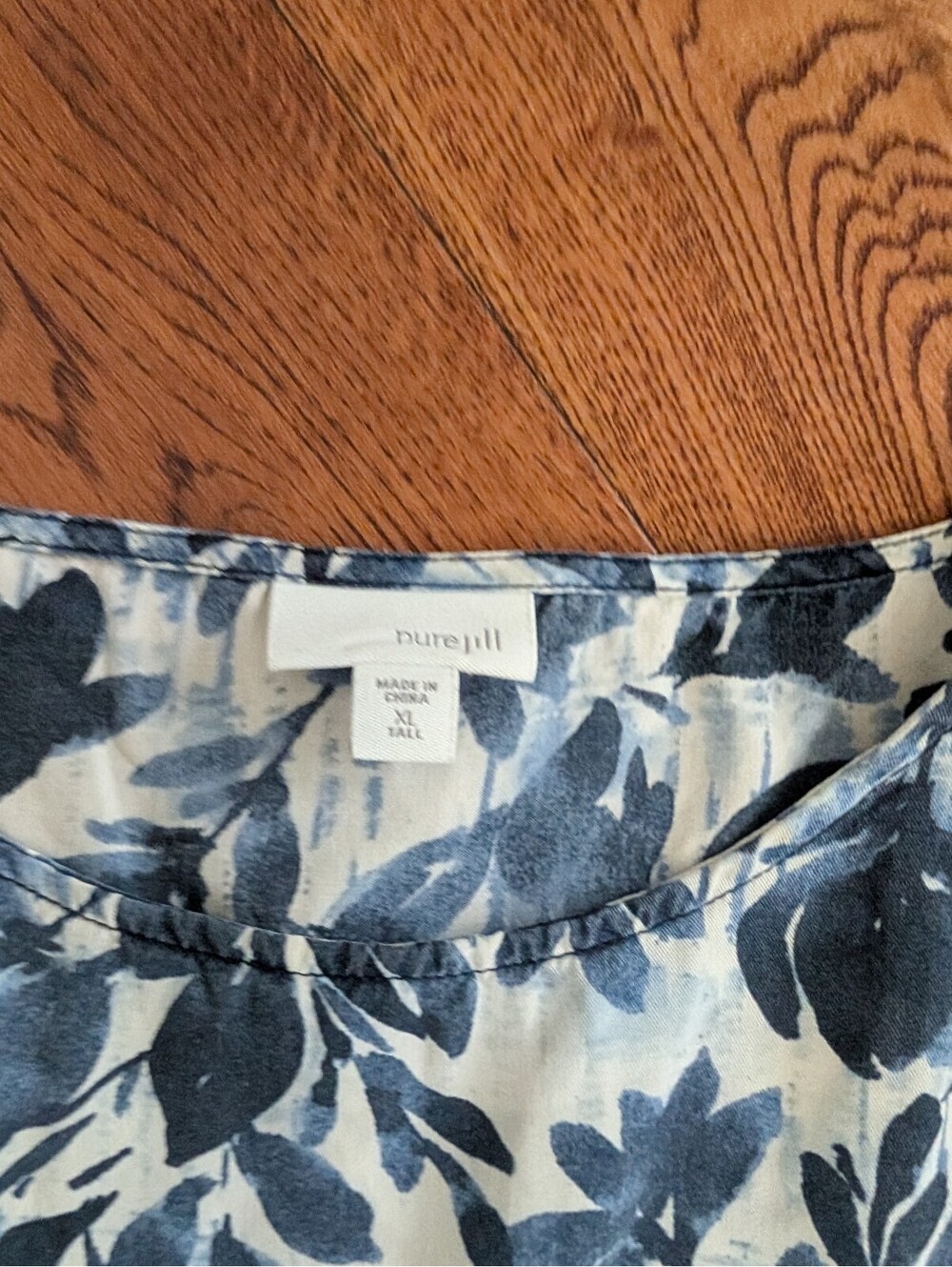 J Jill Pure Jill Blue White Floral Tank Top Tunic Size XL Tall - Picture 4 of 5